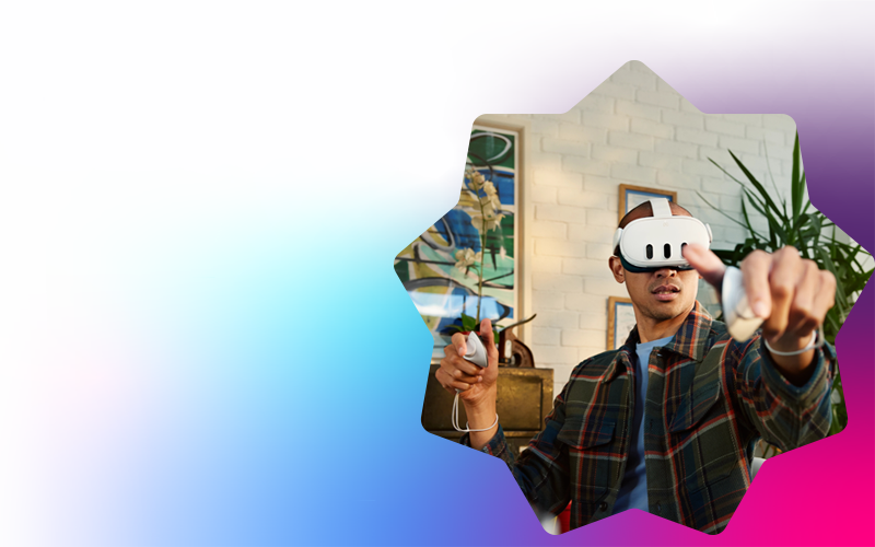 man using vr headset