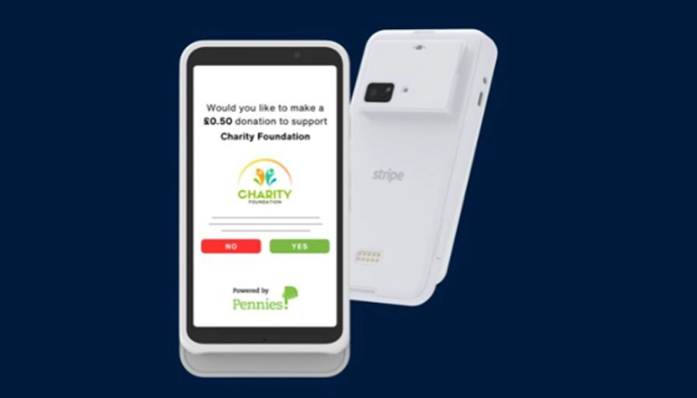 Graphic of a smartphone using a charity gifting app
