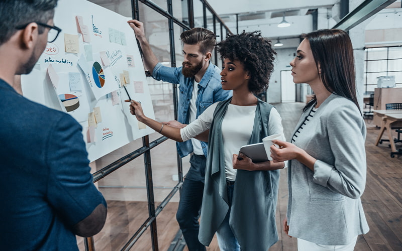 Group of employees planning a project