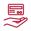 Red hand holding payment card icon logo