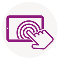 Illustration of finger touching tablet screen