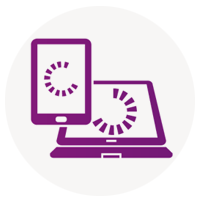 Illustration of tablet infront of laptop computer