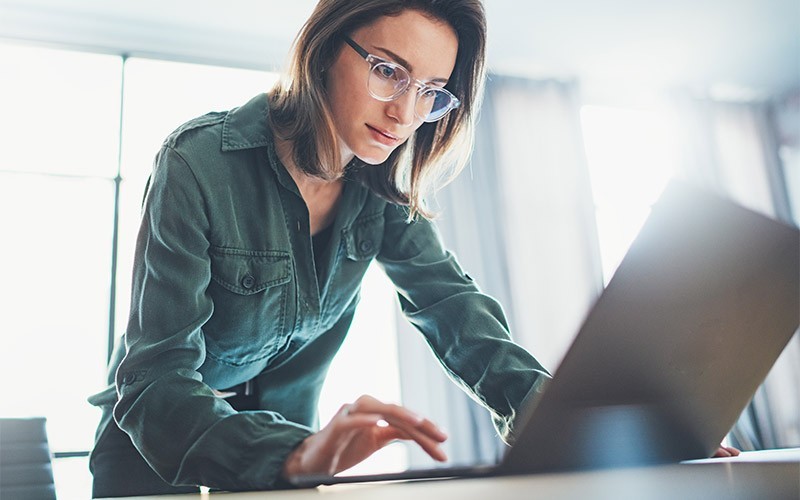 Woman using laptop