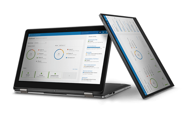 Two tablet devices with management software