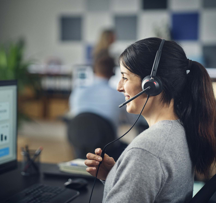 Woman wearing EPOS Headset