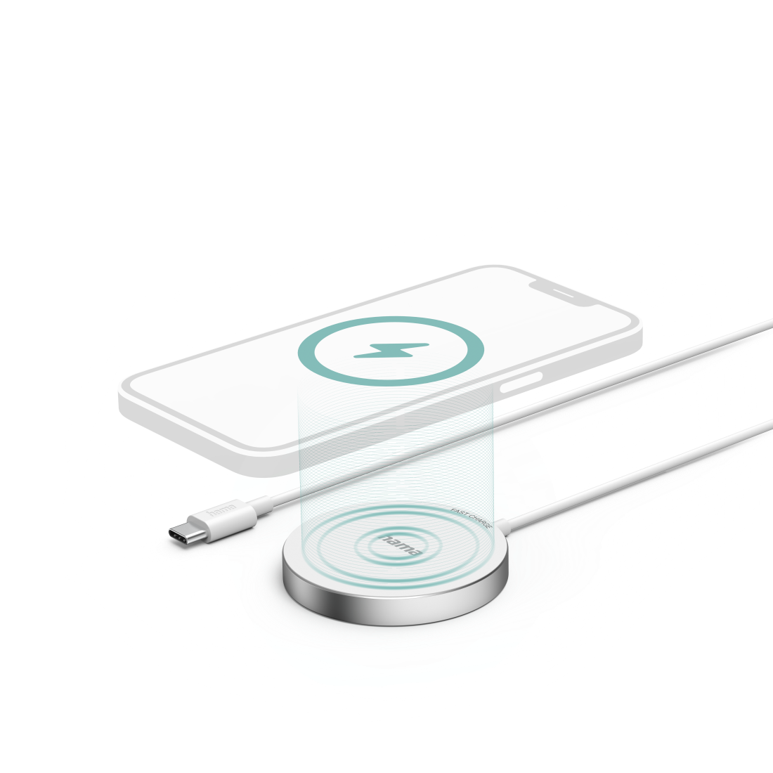  Hama Wireless Charger "MagCharge FC15", 15 W, kabellos für Apple iPhone, Weiß 