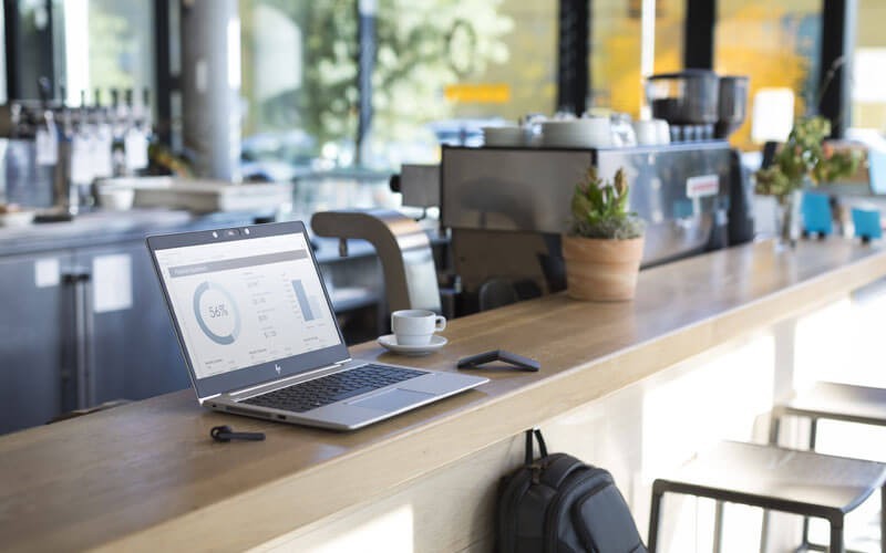 HP EliteBook notebook offers performance and security HP EliteBook notebook in retail environment lifestyle