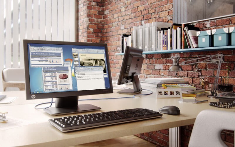 HP Zero Clients, built for VMware environments HP Zero Client in an open office