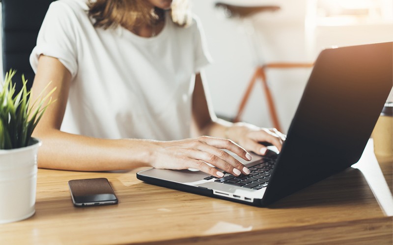 woman working on laptop
